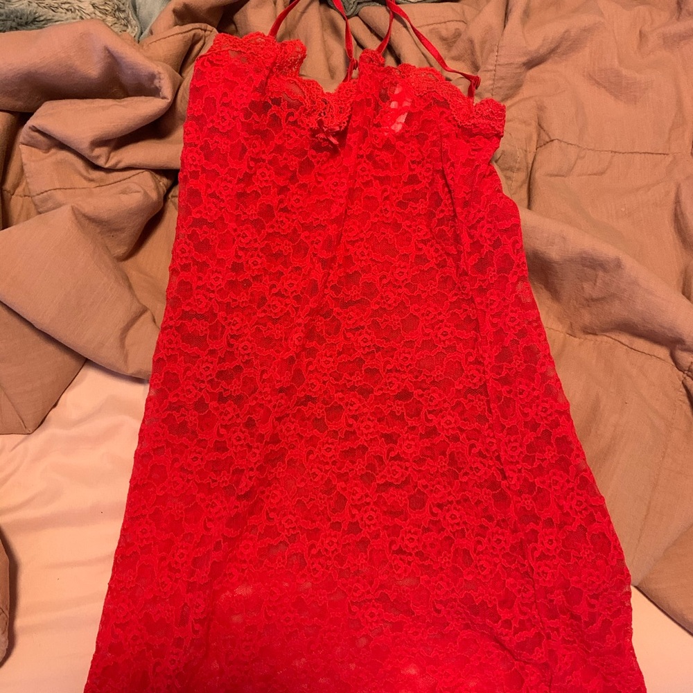 Red lace nightgown